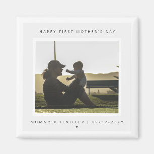 Minimalist Custom Photo First Mother's Day Modern Magnet