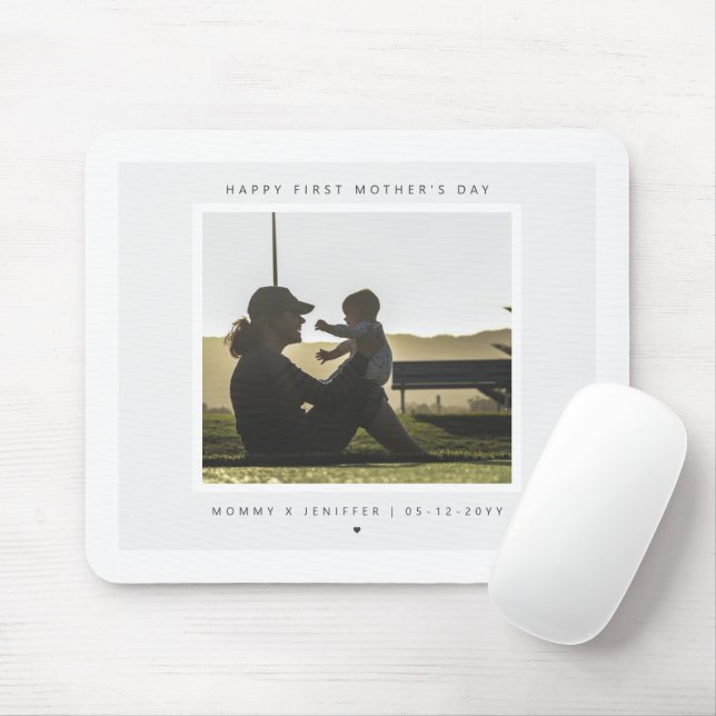 Minimalist Custom Photo First Mother's Day Modern Mouse Mat (With Mouse)