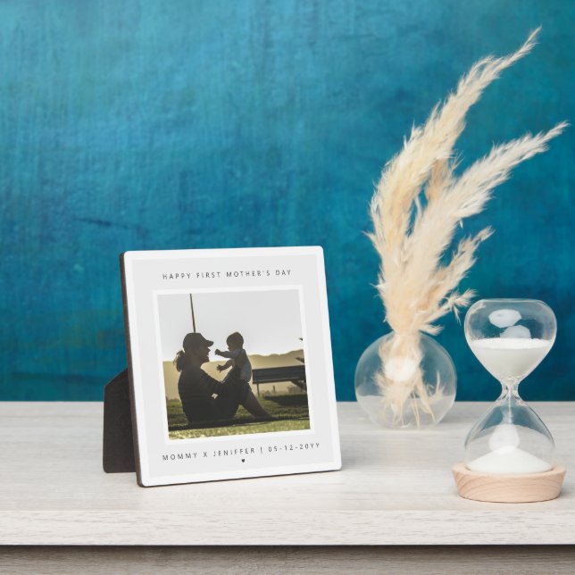 Minimalist Custom Photo First Mother's Day Modern Plaque (Insitu)
