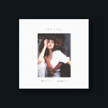 Minimalist Custom Photo Text Canvas Print<br><div class="desc">Minimalist Custom Photo Text Couple Canvas Print featuring large white space frame, couple/newlyweds name and engagement year in a modern and simple sans serif font and a personalised photo. Create a perfect wedding, engagement and home warming party gifts for couple, newlyweds, bridal shower, use it as keepsake and savour the...</div>