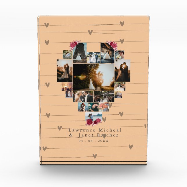 Minimalist custom pink 18 heart Shaped photos gift (Front)