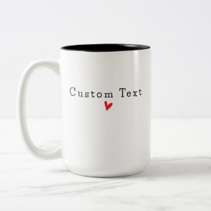 Minimalist Custom Text & Heart Two-Tone Coffee Mug