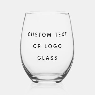 Minimalist Custom Text Or Logo Stemless Wine Glass