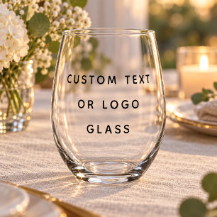 Minimalist Custom Text Or Logo Stemless Wine Glass