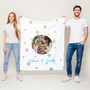 Minimalist Custom Text & Photo Fleece Blanket