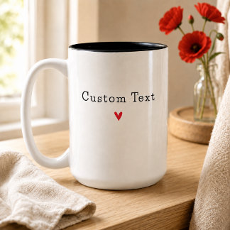 Minimalist Custom Text Red Heart Personalised Mug