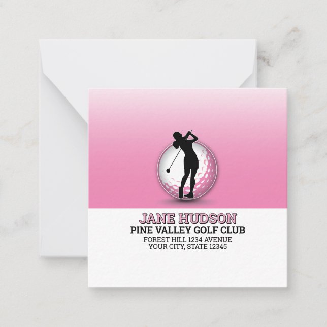 Minimalist Custom Women Golfer Monogram Design Card (Front)