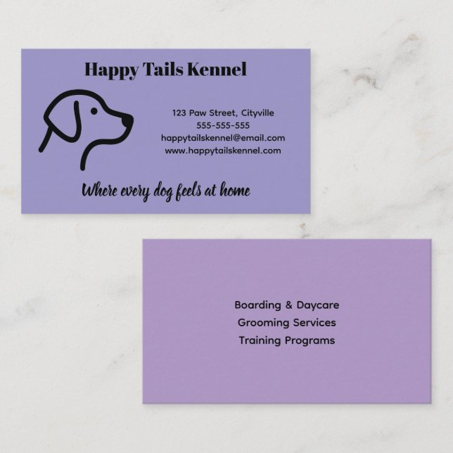 Minimalist  Customisable Kennel Business Card  (Front/Back)