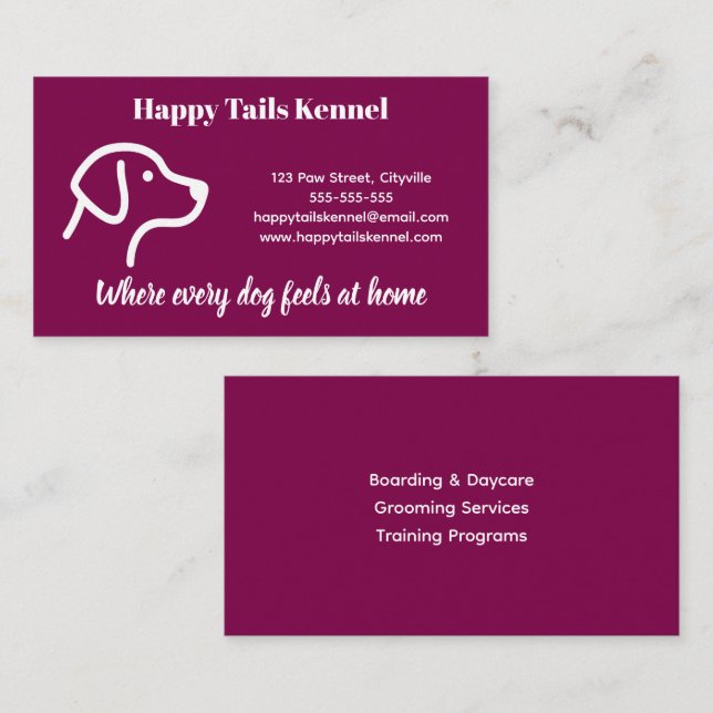 Minimalist  Customisable Kennel Business Card  (Front/Back)