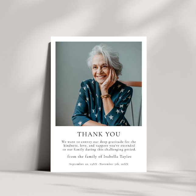 Minimalist Customisable Modern Funeral  Thank You Card (Creator Uploaded)