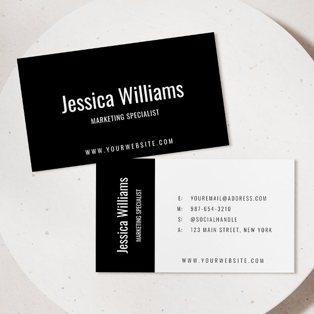Minimalist Customisable Professional Black Business Card (Creator Uploaded)