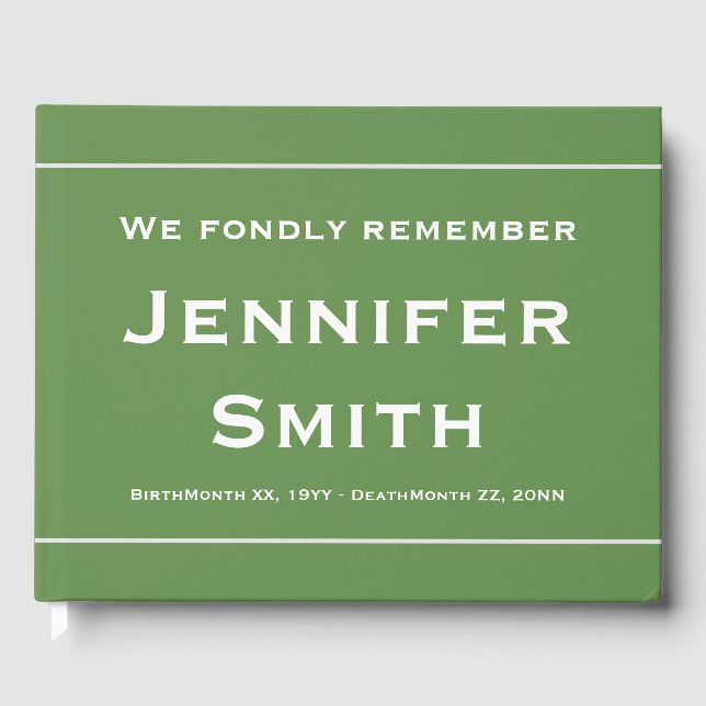 Minimalist & Customised Condolences Guestbook (Front)