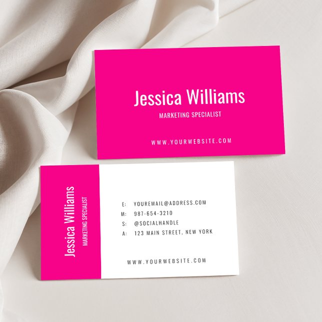 Minimalist Customizable Professional Hot Pink Business Card (Creator Uploaded)