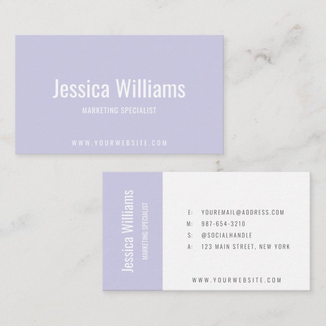 Minimalist Customizable Professional Lavender Business Card (Front/Back)