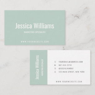 Minimalist Customizable Professional Pastel Green Business Card