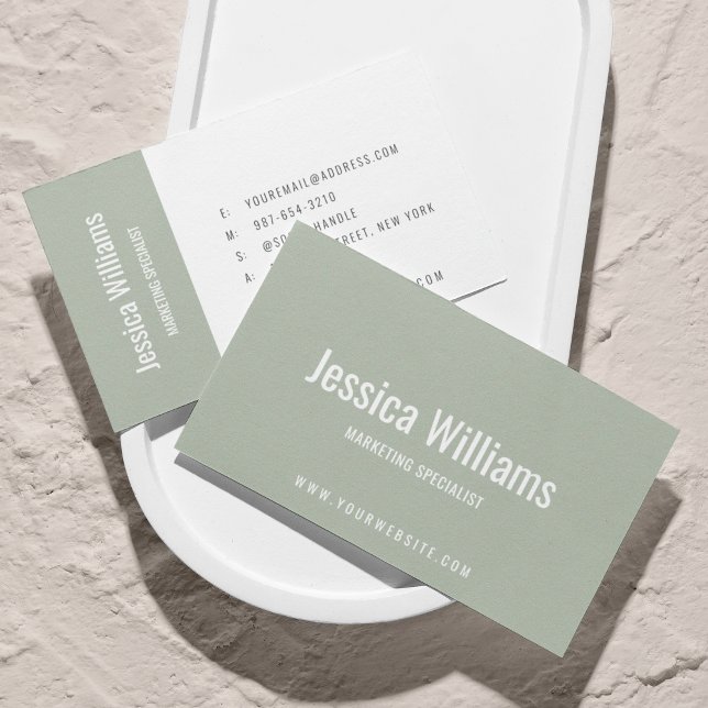 Minimalist Customizable Professional Sage Green Business Card (Creator Uploaded)