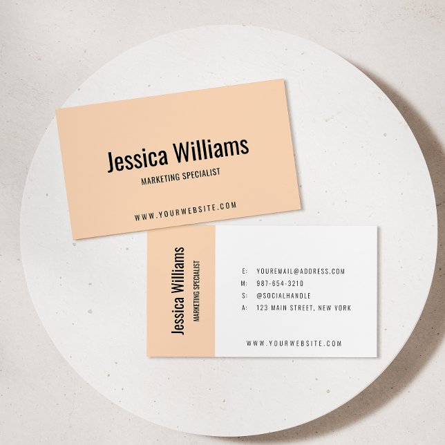 Minimalist Customizable Professional Soft Peach Business Card (Creator Uploaded)