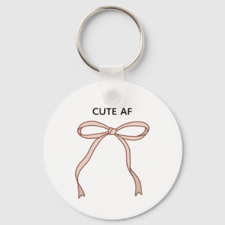 Minimalist Cute AF Pink Coquette Ribbon Bow Key Ring