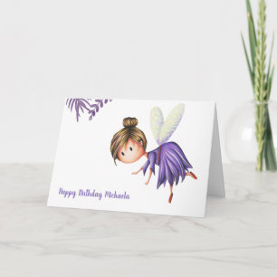 Minimalist Cute Art Fairy Birthday Card