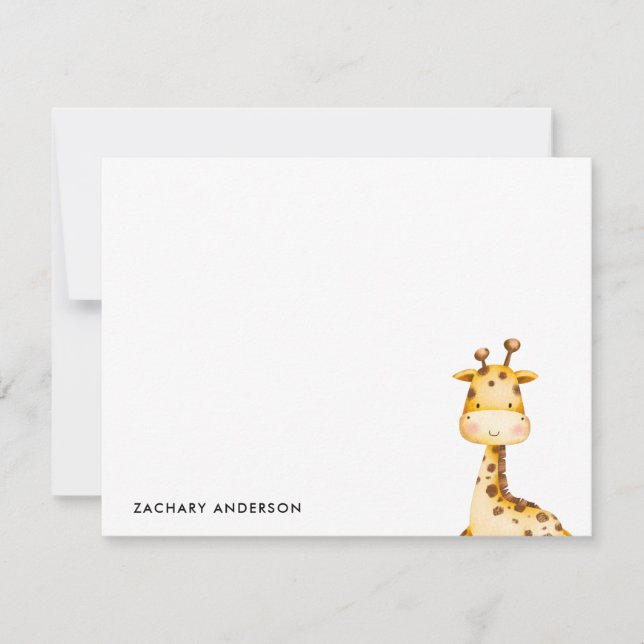 Minimalist Cute Baby Giraffe Kids Personalised Card (Front)