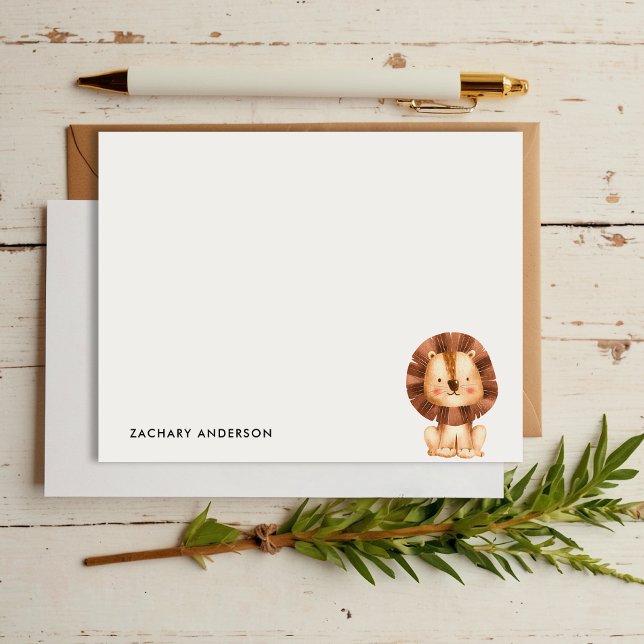 Minimalist Cute Baby Lion Kids Personalised Card (Creator Uploaded)