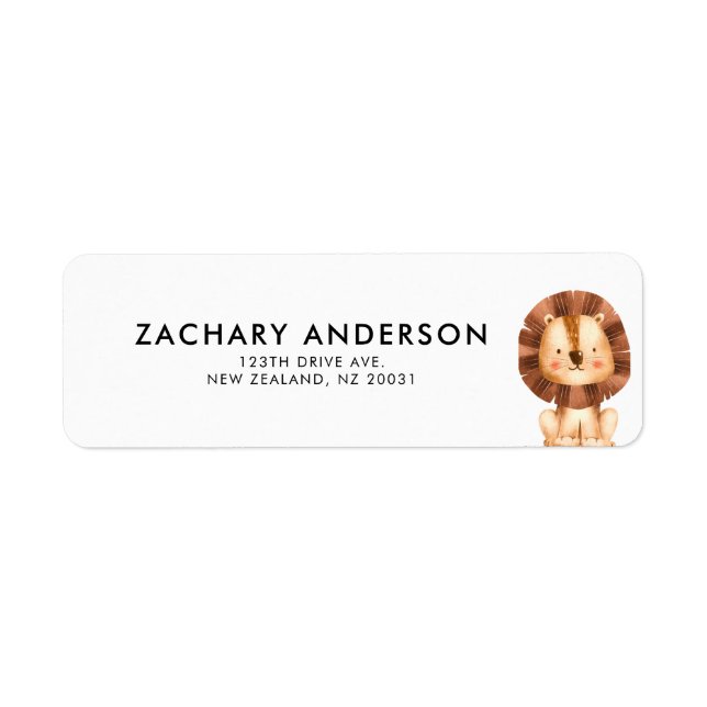 Minimalist Cute Baby Lion Kids Personalised Lab (Front)