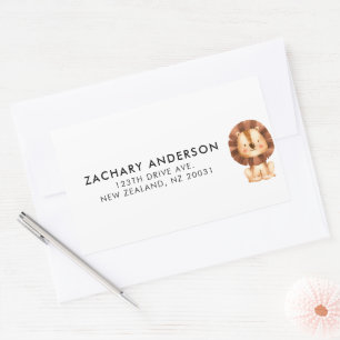 Minimalist Cute Baby Lion Kids Personalized Lab Rectangular Sticker