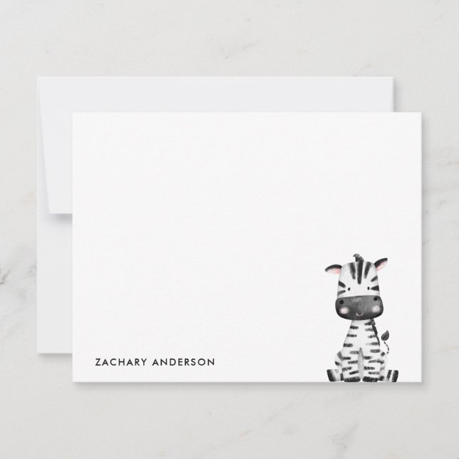 Minimalist Cute Baby Zebra Kids Personalised Card (Front)