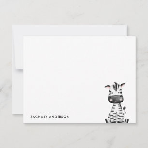 Minimalist Cute Baby Zebra Kids Personalised Card