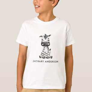 Minimalist Cute Baby Zebra Kids Personalised T-Shirt