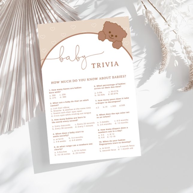 Minimalist Cute Bear Baby Shower Trivia Game  (Creator Uploaded)