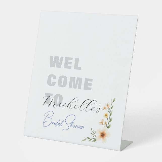 Minimalist Cute Bridal Shower  Pedestal Sign (Front)