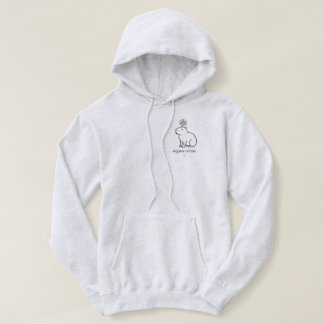 Minimalist Cute Capybara with Daisy Flower Pocket Hoodie