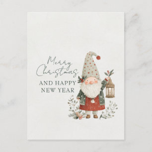 Minimalist Cute Christmas Gnome Postcard