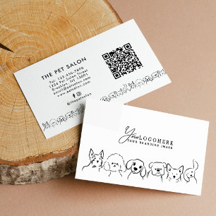 Minimalist Cute Dogs Pet Own Logo QR Code Business Card