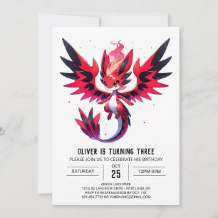 Minimalist Cute Dragon Birthday Invitation