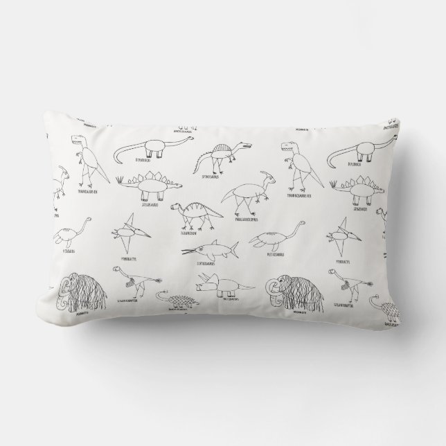 Minimalist Cute Educational Dinosaur Dino Kids    Lumbar Cushion (Front)