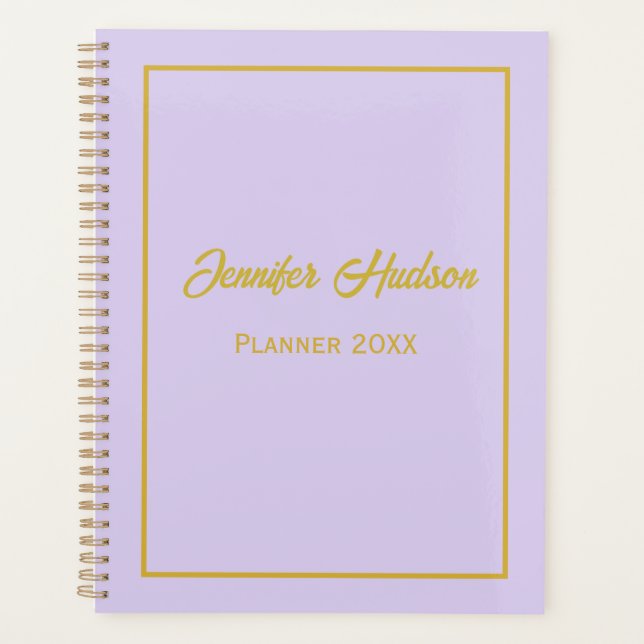 Minimalist Cute Girly Pale Lilac Script Weekly  Planner (Front)