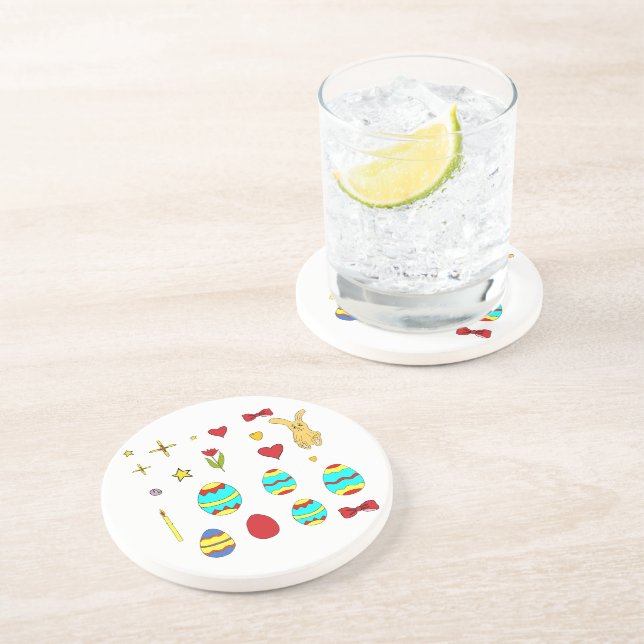 Minimalist Cute  Happy Easter  cartoon  Coaster (Side)