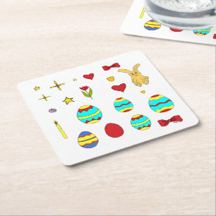 Minimalist Cute  Happy Easter  cartoon  Coaster