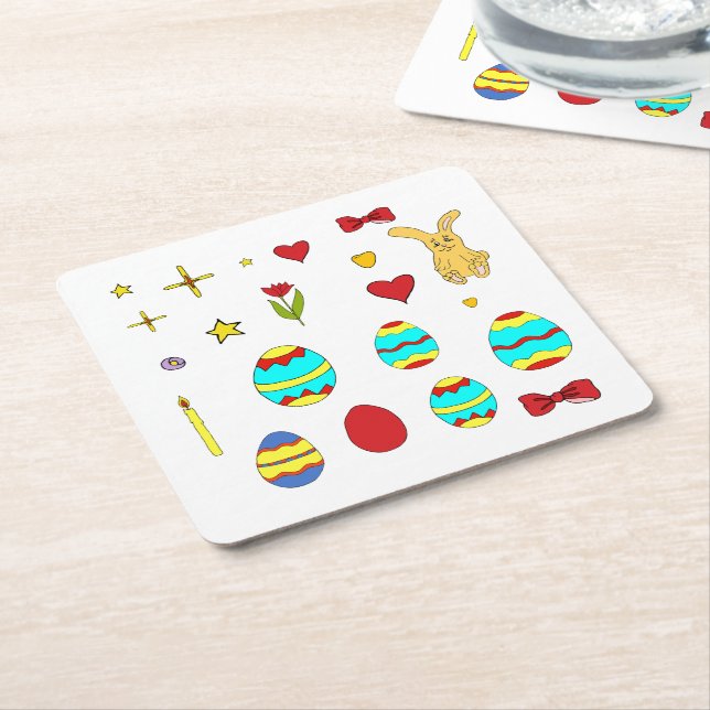 Minimalist Cute  Happy Easter  cartoon  Coaster (Angled)