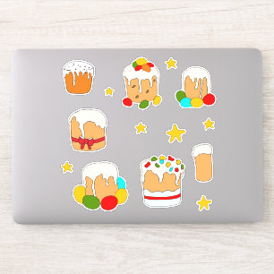 Minimalist Cute Happy Easter flowers cartoon Stic