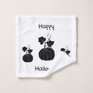 Minimalist  Cute Happy Halloween      Wash Cloth