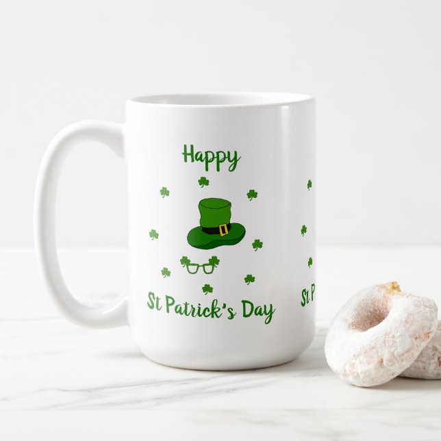 Minimalist  Cute Happy St Patrick's Day   Coffee Mug (With Donut)