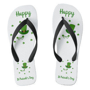 Minimalist  Cute Happy St Patrick's Day   Flip Flops