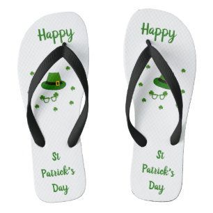 Minimalist  Cute Happy St Patrick's Day    Flip Flops