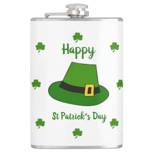 Minimalist  Cute Happy St Patrick's Day   Hip Flask