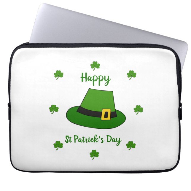 Minimalist  Cute Happy St Patrick's Day     Laptop Sleeve (Front)