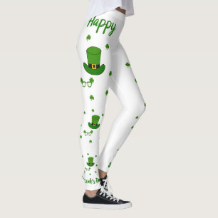 Minimalist  Cute Happy St Patrick's Day  Leggings