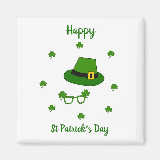 Minimalist  Cute Happy St Patrick's Day Magnet (Front)